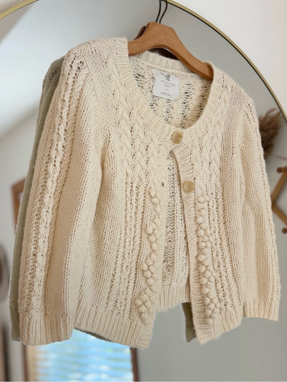 Vintage American Eagle Cable Knit Cardigan Sweater (S) - Picture 2 of 6